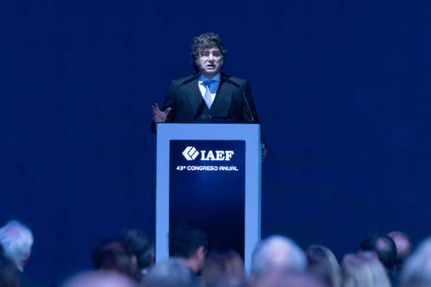 June 3, 2026, Buenos Aires, Buenos Aires, Argentina: Javier Milei delivers a speech during the closing session of the 43rd Congress of the Argentine Institute of Finance Executives. Buenos Aires Argentina - ZUMAp265 20260603_zip_p265_003 Copyright: xDelfinaxCorberaxPix