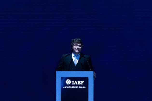 June 3, 2026, Buenos Aires, Buenos Aires, Argentina: Javier Milei delivers a speech during the closing session of the 43rd Congress of the Argentine Institute of Finance Executives. Buenos Aires Argentina - ZUMAp265 20260603_zip_p265_005 Copyright: xDelfinaxCorberaxPix