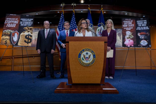 House GOP Presser WASHINGTON, DC - JUNE 3: House Republican Conference Chair Lisa McClain (R-MI) speaks at a press conference with members of House Republican leadership at the U.S. Capitol in Washington, DC on June 3, 2026. Nathan Posner Anadolu Washington DC United States. Editorial use only. Please get in touch for any other usage.  Copyright: x2026xAnadoluxNathanxPosnerx