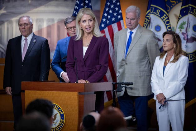 House GOP Presser WASHINGTON, DC - JUNE 3: Congresswoman Mary Miller (R-IL) speaks at a press conference with members of House Republican leadership at the U.S. Capitol in Washington, DC on June 3, 2026. Nathan Posner Anadolu Washington DC United States. Editorial use only. Please get in touch for any other usage.  Copyright: x2026xAnadoluxNathanxPosnerx