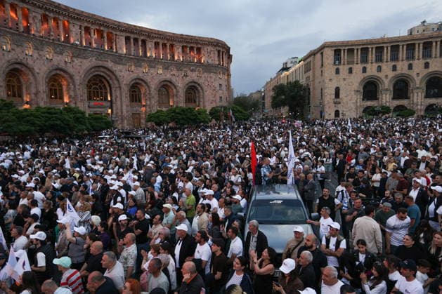 ARMENIA, YEREVAN - JUNE 3, 2026: Activists rally for Strong Armenia in Republic Square ahead of the June 7 election to the National Assembly Yerevan Armenia  - ZUMAt113 20260603_zaa_t113_799 Copyright: xAlexanderxPatrinx