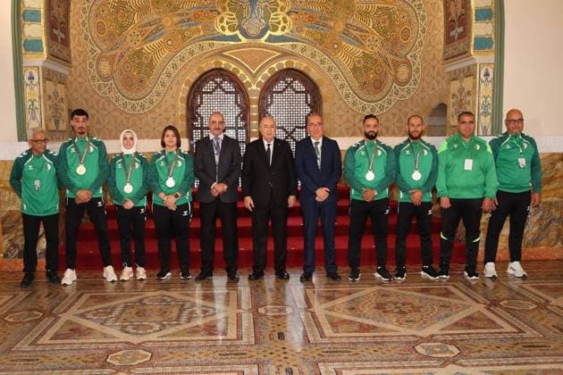 Algerian President honors champion athletes at People’s Palace ceremony Algerian President Abdelmadjid Tebboune attends a ceremony honoring a group of Algerian athletes who achieved titles in continental and international competitions at the People’s Palace in Algiers, Algeria, on June 3, 2026. The ceremony was held in recognition of their sporting achievements and their representation of Algeria in international events. Photo by Algerian Presidency Office Algeria Algeria Algeria 030626_Algiers_ÙAPO_00(12) Copyright: xapaimagesxAlgerianxPresidencyxOfficex xapaimagesx