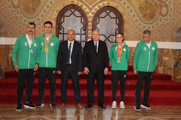 Algerian President honors champion athletes at People’s Palace ceremony Algerian President Abdelmadjid Tebboune attends a ceremony honoring a group of Algerian athletes who achieved titles in continental and international competitions at the People’s Palace in Algiers, Algeria, on June 3, 2026. The ceremony was held in recognition of their sporting achievements and their representation of Algeria in international events. Photo by Algerian Presidency Office Algeria Algeria Algeria 030626_Algiers_ÙAPO_00(17) Copyright: xapaimagesxAlgerianxPresidencyxOfficex xapaimagesx