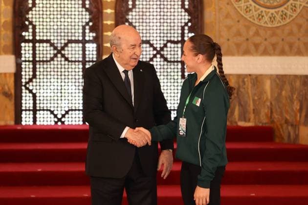Algerian President honors champion athletes at People’s Palace ceremony Algerian President Abdelmadjid Tebboune attends a ceremony honoring a group of Algerian athletes who achieved titles in continental and international competitions at the People’s Palace in Algiers, Algeria, on June 3, 2026. The ceremony was held in recognition of their sporting achievements and their representation of Algeria in international events. Photo by Algerian Presidency Office Algeria Algeria Algeria 030626_Algiers_ÙAPO_00(6) Copyright: xapaimagesxAlgerianxPresidencyxOfficex xapaimagesx
