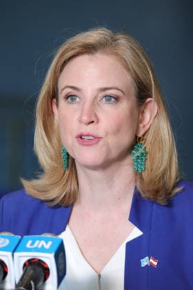 June 3, 2026, New York, New York, USA: AustriaÃ¢â‚¬â ¢s Federal Minister for European and International Affairs BEATE MEINL-REISINGER speaks to reporters at the General Assembly stakeout after Austria was elected to a non-permanent seat on the UN Security Council for the 2027Ã¢â‚¬2028 term inside the General Assembly Hall at UNHQ New York USA  - ZUMAo116 20260603_znp_o116_001 Copyright: xBiancaxOterox
