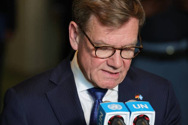 June 3, 2026, New York, New York, USA: GermanyÃ¢â‚¬â ¢s Federal Minister for Foreign Affairs JOHANN WADEPHUL speaks to reporters at the General Assembly stakeout after Germany lost its bid for a non-permanent seat on the UN Security Council for the 2027Ã¢â‚¬2028 term, with Austria and Portugal elected from the Western European and Others Group, at UNHQ. New York USA  - ZUMAo116 20260603_znp_o116_017 Copyright: xBiancaxOterox