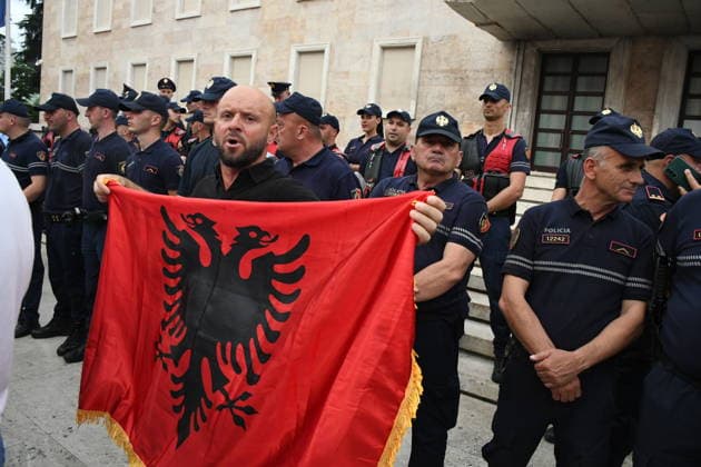 Police use water cannons to disperse protesters at a demonstration against a tourism project in Albania TIRANA, ALBANIA - JUNE 3: People stage a protest against a planned tourism project in the Zvernec area of the city of Avlonya (Vlora) as people gather on the Boulevard of the Nation’s Martyrs in Tirana, Albania on June 3, 2026. People protest the sale of a stretch of coastline in Zvernec as part of a tourism project reportedly linked to U.S. President Donald Trump’s daughter, Ivanka Trump, and her husband, Jared Kushner. Olsi Shehu Anadolu Tirana Albania. Editorial use only. Please get in touch for any other usage.  Copyright: x2026xAnadoluxOlsixShehux
