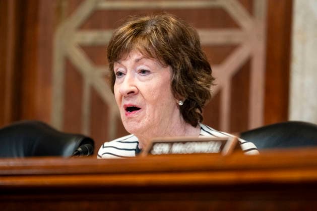 Sen. Susan Collins, R-ME, questions Secretary of State Marco Rubio during a Senate Appropriations Subcommittee on State, Foreign Operations, and Related Programs hearing on the proposed fiscal year 2027 budget request for the State Department in the Dirksen Senate Office Building near the U.S. Capitol in Washington, DC on Wednesday, June 3, 2026.  WAP20260603521 BONNIExCASH