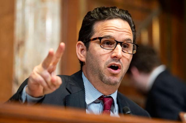 Sen. Ben Schatz, D-HI, questions Secretary of State Marco Rubio during a Senate Appropriations Subcommittee on State, Foreign Operations, and Related Programs hearing on the proposed fiscal year 2027 budget request for the State Department in the Dirksen Senate Office Building near the U.S. Capitol in Washington, DC on Wednesday, June 3, 2026.  WAP20260603527 BONNIExCASH
