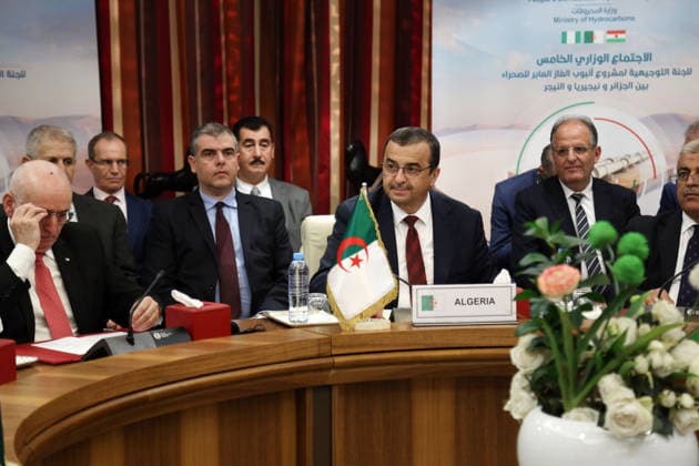 5th ministerial meeting trans-Saharan gas pipeline project TSGP Mohamed Arkab, Algerian Minister of Energy and Mines, at the 5th ministerial meeting of the steering committee for the trans-Saharan gas pipeline project between Algeria, Nigeria and Niger in Algiers, Algeria on June 03, 2026, the meeting will address the conclusions of the 4th ministerial meeting of the TSGP Steering Committee, which was sanctioned by the signing of a memorandum d™entente between the three countries Photo By Billel Bensalem APP Alger Algerie Copyright: xAlgÃ riexPressexPhotosxBillelxBensalemx xAPPx IMG_3544