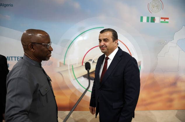 5th ministerial meeting of the TSGP trans-Saharan gas pipeline project Mohamed Arkab, Algerian Minister of Energy and Mines R , Ekperikpe Ekpo, Nigerian Minister of State for Petroleum Resources, L , at the 5th ministerial meeting of the steering committee for the trans-Saharan gas pipeline project between Algeria, Nigeria and Niger in Algiers, Algeria on June 03, 2026, the meeting will address the conclusions of the 4th ministerial meeting of the TSGP Steering Committee, which was sanctioned by the signing of a memorandum of understanding between the three countries Photo By Billel Bensalem APP Alger Algeria Copyright: xAlgÃ riexPressexPhotosxAPPxBillelxBensalemx xAPPx IMG_3582
