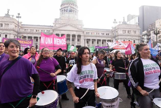 June 3, 2026, Ciudad Autonoma, Buenos Aires, argentina: Protests against gender violence took place across the country..A massive demonstration was held in front of the National Congress to demand public policies that prevent and eradicate violence against women and LGBTQ+ people...The feminist movement returned to the streets on the 11th anniversary of Not One Less. The main gathering was in Plaza Congreso in Buenos Aires, while different demonstrations took place throughout the country. The recent femicides of 14-year-old Agostina Vega from CoÂ³rdoba and 17-year-old Dulce Candia from Misiones reignited the debate regarding gender violence and the femicide statistics, which have remained stable si, once official records began. Ciudad Aut - ZUMAc230 20260603_znp_c230_003 Copyright: xVirginiaxChailex