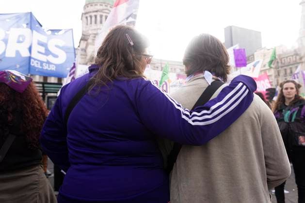 June 3, 2026, Ciudad Autonoma, Buenos Aires, argentina: Protests against gender violence took place across the country..A massive demonstration was held in front of the National Congress to demand public policies that prevent and eradicate violence against women and LGBTQ+ people...The feminist movement returned to the streets on the 11th anniversary of Not One Less. The main gathering was in Plaza Congreso in Buenos Aires, while different demonstrations took place throughout the country. The recent femicides of 14-year-old Agostina Vega from CoÂ³rdoba and 17-year-old Dulce Candia from Misiones reignited the debate regarding gender violence and the femicide statistics, which have remained stable si, once official records began. Ciudad Aut - ZUMAc230 20260603_znp_c230_005 Copyright: xVirginiaxChailex