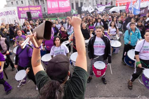 June 3, 2026, Ciudad Autonoma, Buenos Aires, argentina: Protests against gender violence took place across the country..A massive demonstration was held in front of the National Congress to demand public policies that prevent and eradicate violence against women and LGBTQ+ people...The feminist movement returned to the streets on the 11th anniversary of Not One Less. The main gathering was in Plaza Congreso in Buenos Aires, while different demonstrations took place throughout the country. The recent femicides of 14-year-old Agostina Vega from CoÂ³rdoba and 17-year-old Dulce Candia from Misiones reignited the debate regarding gender violence and the femicide statistics, which have remained stable si, once official records began. Ciudad Aut - ZUMAc230 20260603_znp_c230_018 Copyright: xVirginiaxChailex