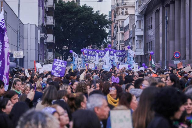 Thousands of women and labor union members march in Buenos Aires BUENOS AIRES, ARGENTINA - JUNE 3, 2026: Thousands of women and labor union members march through the streets of the national capital to demand justice for victims of femicide during the annual Ni Una Menos demonstration, in Buenos Aires, Argentina on June 3, 2026. The massive mobilization fills the avenues leading to the National Congress, with protestors voicing their outrage over the continuous rise of gender-based violence and honoring the women murdered so far in 2026. Public anger has intensified following the brutal murder of a 14-year-old girl just three days ago, a tragic case that has catalyzed social organizations and trade unions to demand immediate government act  Copyright: x2026xAnadoluxLucianoxGonzalezx