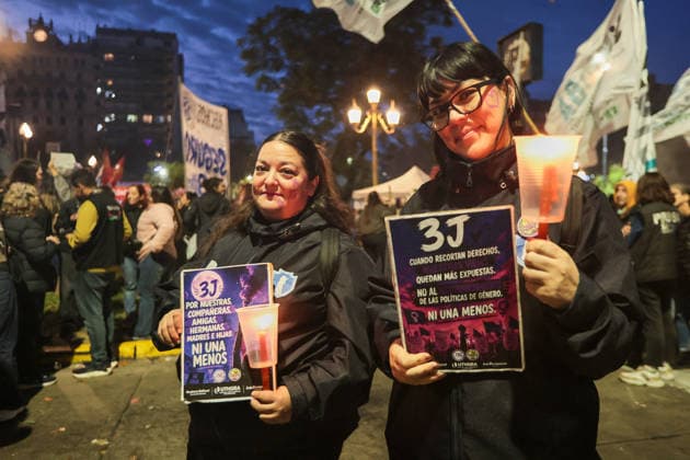 Thousands of women and labor union members march in Buenos Aires BUENOS AIRES, ARGENTINA - JUNE 3, 2026: Thousands of women and labor union members march through the streets of the national capital to demand justice for victims of femicide during the annual Ni Una Menos demonstration, in Buenos Aires, Argentina on June 3, 2026. The massive mobilization fills the avenues leading to the National Congress, with protestors voicing their outrage over the continuous rise of gender-based violence and honoring the women murdered so far in 2026. Public anger has intensified following the brutal murder of a 14-year-old girl just three days ago, a tragic case that has catalyzed social organizations and trade unions to demand immediate government act  Copyright: x2026xAnadoluxLucianoxGonzalezx
