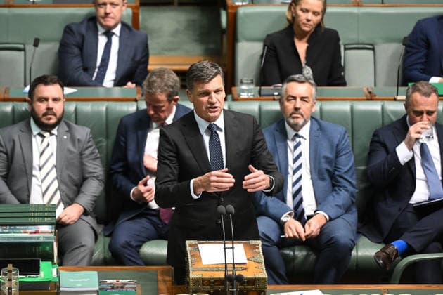 QUESTION TIME, Australian Opposition Leader Angus Taylor speaks during Question Time in the House of Representatives at Parliament House in Canberra, Thursday, June 4, 2026. ( NO ARCHIVING CANBERRA AUSTRALIAN CAPITAL TERRITORY AUSTRALIA  Copyright: xLUKASxCOCHx 20260604135952538815