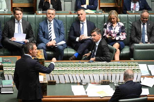 QUESTION TIME, Australian Opposition Leader Angus Taylor reacts during Question Time in the House of Representatives at Parliament House in Canberra, Thursday, June 4, 2026. ( NO ARCHIVING CANBERRA AUSTRALIAN CAPITAL TERRITORY AUSTRALIA  Copyright: xLUKASxCOCHx 20260604128845007950