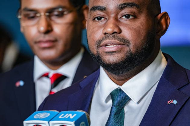 June 3, 2026, New York, New York, USA: Trinidad and TobagoÃ¢â‚¬â ¢s Minister of Foreign and CARICOM Affairs SEAN SOBERS speaks to reporters at the General Assembly stakeout after Trinidad and Tobago was elected to a non-permanent seat on the UN Security Council for the 2027Ã¢â‚¬2028 term inside the General Assembly Hall at UNHQ New York USA - ZUMAo116 20260603_znp_o116_142 Copyright: xBiancaxOterox