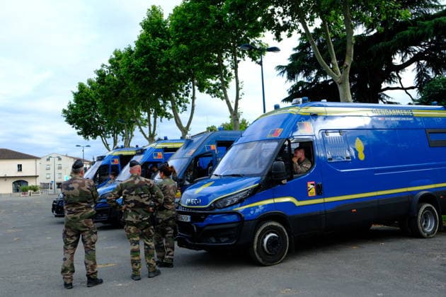 Disappearance Of Missing Girl Lyhanna - Fleurance Gendarmes are seen at the search command post set up for the disappearance of 11-year-old Lyhanna in Fleurance, Gers, France on June 3, 2026, as the search for the missing girl, who disappeared on May 29 in the Fleurance area, continues to mobilize significant investigative resources; a major development in the judicial inquiry saw a 41-year-old man charged and placed in pre-trial detention on suspicion of kidnapping and illegal confinement of a minor under the age of 15. Photo by JMP ABACAPRESS.COM Fleurance Gers France  Copyright: xJMP ABACAx
