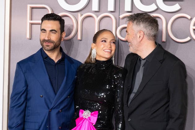 Brett Goldstein, Jennifer Lopez and Ol Parker attends Office Romance UK Premiere at the BFI Southbank in London, England. UK. Wednesday 3rd June 2026. Copyright: xJamesxWarrenx ae7dj449