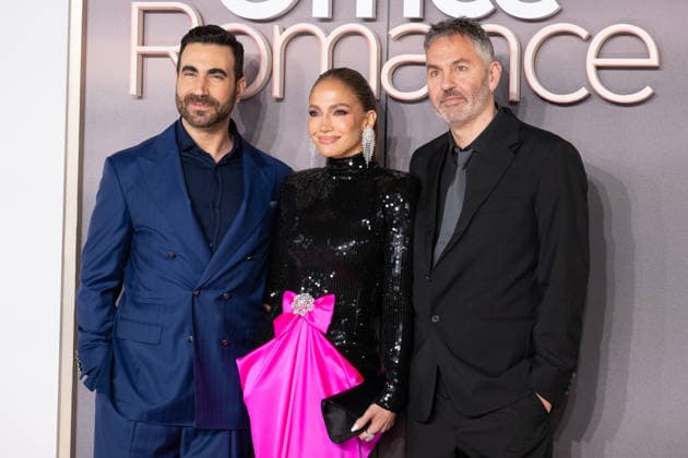 Brett Goldstein, Jennifer Lopez and Ol Parker attends Office Romance UK Premiere at the BFI Southbank in London, England. UK. Wednesday 3rd June 2026. Copyright: xJamesxWarrenx ae7dj451