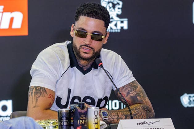 03.06.2026. Leverkusen. Ty Mitchell auf der Pressekonferenz im Vorfeld zum Fame Fighting, das große Promibox-Event von BILD und Eugen Lopez am 06.06.2026 in der Leverkusener Ostermann Arena. Zum ersten Mal in Kooperation mit dem britischen Pendant Misfits Boxing und dem internationalen Medienpartner The Sun. Leverkusen Ostermann Arena Nordrhein-Westfalen Deutschland *** 03 06 2026 Leverkusen Ty Mitchell at the press conference in the run-up to Fame Fighting, the big celebrity boxing event by BILD and Eugen Lopez on 06 06 2026 in the Ostermann Arena in Leverkusen For the first time in cooperation with the British counterpart Misfits Boxing and the international media partner The Sun Leverkusen Ostermann Arena North Rhine-Westphalia Germany