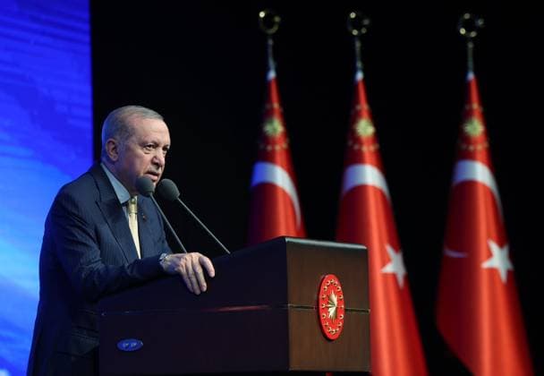 Turkish President Erdo?an speaks at renewable energy investments launch Turkish President Recep Tayyip Erdo?an delivers a speech during the collective inauguration ceremony of the 2025 renewable energy investments in Turkey on June 3, 2026. During his address, Erdo?an said that the primary objective of Türkiye’s renewable energy strategy is to achieve zero dependence on foreign sources and secure national energy needs in a sustainable manner.. Photo by Turkish presidency apaimages Istanbul Istanbul Turkey 030626_Turkey_TPO_00(4) Copyright: xapaimagesxTurkishxpresidencyx xapaimagesx