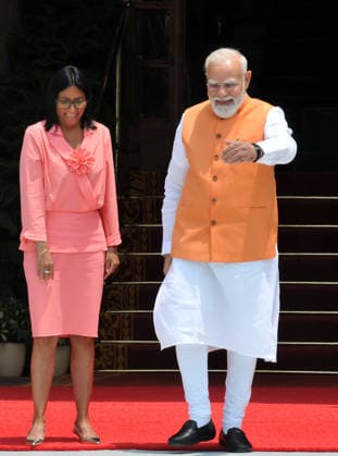 June 4, 2026, New Delhi, Delhi, India: Indian Prime minister Narendra Modi with Ms. Delcy Rodriguez, Acting President of The Bolivarian Republic of Venezuela on her officially five day visit to india, on 04 June 2026 at Hyderabad House, in New Delhi on Thursday, , India New Delhi India - ZUMAb226 20260604_zip_b226_003 Copyright: xRavixBatrax