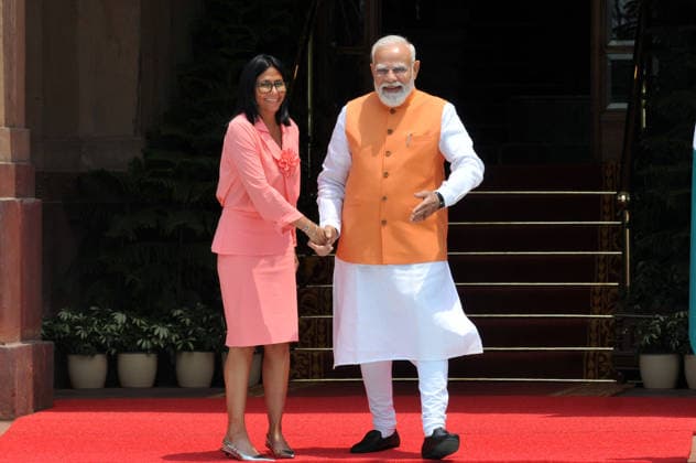 June 4, 2026, New Delhi, Delhi, India: Indian Prime minister Narendra Modi with Ms. Delcy Rodriguez, Acting President of The Bolivarian Republic of Venezuela on her officially five day visit to india, on 04 June 2026 at Hyderabad House, in New Delhi on Thursday, , India New Delhi India - ZUMAb226 20260604_zip_b226_004 Copyright: xRavixBatrax