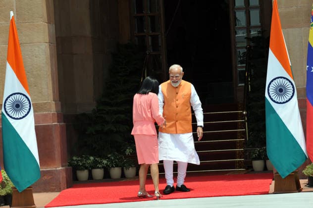June 4, 2026, New Delhi, Delhi, India: Indian Prime minister Narendra Modi with Ms. Delcy Rodriguez, Acting President of The Bolivarian Republic of Venezuela on her officially five day visit to india, on 04 June 2026 at Hyderabad House, in New Delhi on Thursday, , India New Delhi India - ZUMAb226 20260604_zip_b226_006 Copyright: xRavixBatrax