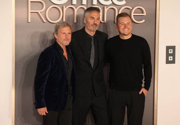 Office Romance premiere London, UK. Aaron Ryder, Ol Parker and Andrew Swett at Office Romance premiere. BFI. 3rd June 2026. LMK11-S030626-001 Steve Bealing Landmark Media 