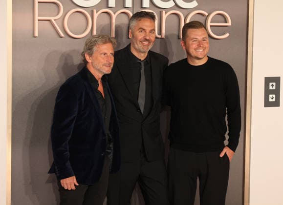 Office Romance premiere London, UK. Aaron Ryder, Ol Parker and Andrew Swett at Office Romance premiere. BFI. 3rd June 2026. LMK11-S030626-001 Steve Bealing Landmark Media 