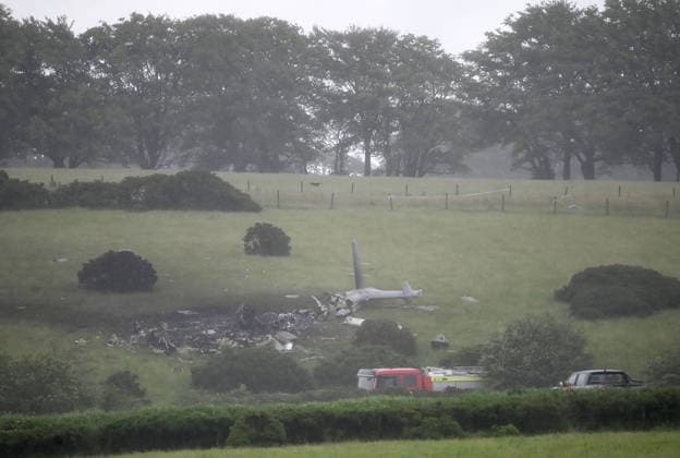 Royal Navy Helicopter Crash Devon 3rd June 2026. Three Royal Navy crew members died when their helicopter crashed into a field in Devon. They were taking part in a training exercise in the Royal Navy Merlin Mk4 when it crashed at Sourton Down, near Okehampton, Devon. Pictured: the crash site with Royal Navy personnel and emergency services in attendance.  Copyright: xWaynexperryx NINTCHDBPICT001085722817