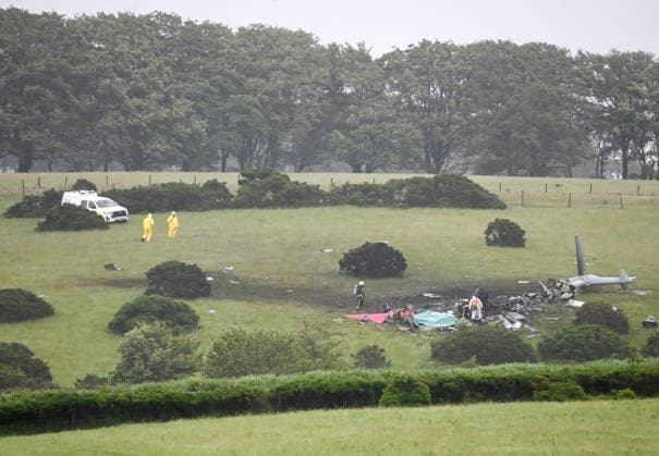 Royal Navy Helicopter Crash Devon 3rd June 2026. Three Royal Navy crew members died when their helicopter crashed into a field in Devon. They were taking part in a training exercise in the Royal Navy Merlin Mk4 when it crashed at Sourton Down, near Okehampton, Devon. Pictured: the crash site with Royal Navy personnel and emergency services in attendance.  Copyright: xWaynexperryx NINTCHDBPICT001085755735