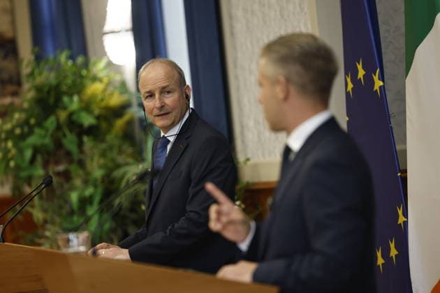 Peter Magyar - Micheal Martin meeting in Budapest BUDAPEST, HUNGARY - JUNE 04: Hungary s Prime Minister Peter Magyar (R) and Ireland s Prime Minister Micheal Martin (L) hold a joint press conference at the foreign ministry in Budapest, Hungary, on June 4, 2026. Arpad Kurucz Anadolu Budapest Hungary. Editorial use only. Please get in touch for any other usage.  Copyright: x2026xAnadoluxArpadxKuruczx