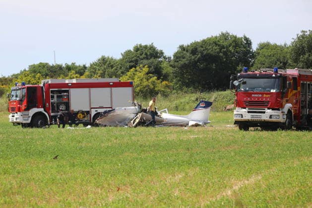 Medulin, Croatia, 040626. A plane crashed, killing four people. A police investigation is underway. The plane flew in from Austria. Photo: Goran Sebelic CROPIX Copyright: xxGoranxSebelicx sruseni_avion1-040626
