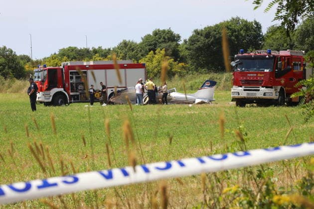 Medulin, Croatia, 040626. A plane crashed, killing four people. A police investigation is underway. The plane flew in from Austria. Photo: Goran Sebelic CROPIX Copyright: xxGoranxSebelicx sruseni_avion9-040626