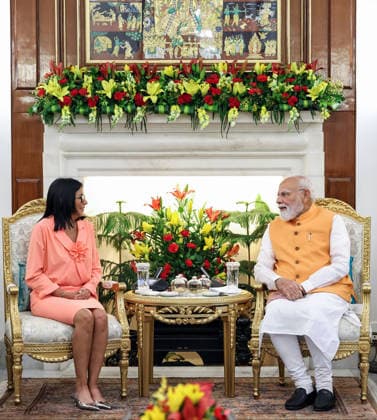 RECORD DATE NOT STATED PM Modi and Acting President of Bolivarian Republic of Venezuela Delcy Rodriguez hold bilateral talks New Delhi, Jun 04 (ANI): Prime Minister Narendra Modi and Acting President of Bolivarian Republic of Venezuela Delcy Rodriguez hold bilateral talks at Hyderabad House, in New Delhi on Thursday. (Narendra Modi Photo Gallery ANI Photo) NEW DELHI Delhi India Copyright: xANIx ANI_20260604078
