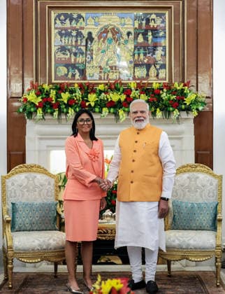 RECORD DATE NOT STATED PM Modi and Acting President of Bolivarian Republic of Venezuela Delcy Rodriguez hold bilateral talks New Delhi, Jun 04 (ANI): Prime Minister Narendra Modi and Acting President of Bolivarian Republic of Venezuela Delcy Rodriguez hold bilateral talks at Hyderabad House, in New Delhi on Thursday. (Narendra Modi Photo Gallery ANI Photo) NEW DELHI Delhi India Copyright: xANIx ANI_20260604080