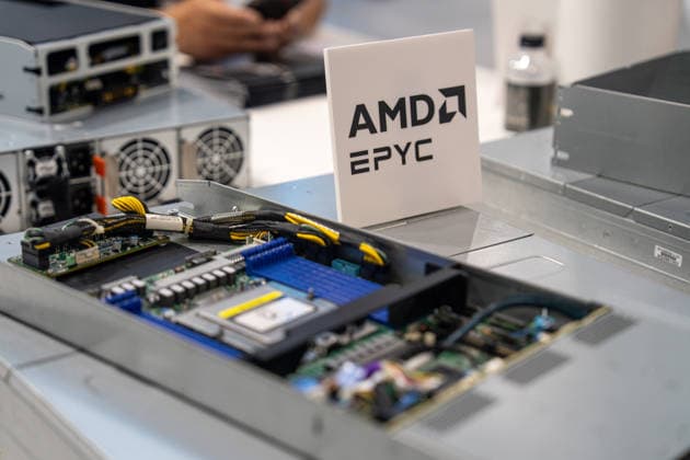 TAIWAN-COMPUTEX A Server rack next to an AMD logo at Computex 2026 in Taipei, Taiwan, June 4, 2026. NEXPHER Vernon Yuen TAIPEI