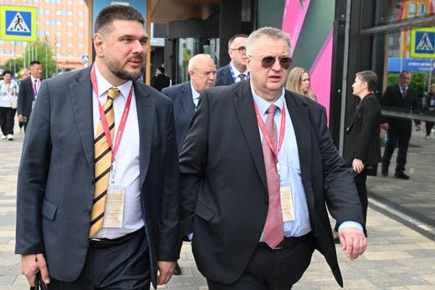 SPIEF-2026. Forum events 9180527 04.06.2026 SPIEF-2026. Right, Alexey Overchuk, Deputy Prime Minister of the Russian Federation Ilya Pitalev Sputnik St. Petersburg Russia  Copyright: xIlyaxPitalevx