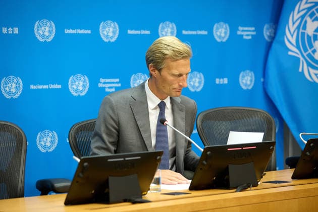 June 4, 2026, New York, New York, USA: Carl Skau, acting executive director of the World Food Programme, briefs reporters after a U.N. Security Council meeting on the Middle East at United Nations headquarters in New York, June 4, 2026. New York USA - ZUMAs237 20260604_aap_s237_013 Copyright: xMarkxJ.xSullivanx