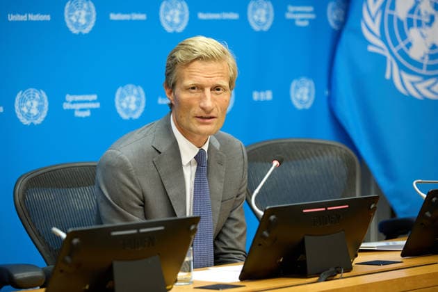 June 4, 2026, New York, New York, USA: Carl Skau, acting executive director of the World Food Programme, briefs reporters after a U.N. Security Council meeting on the Middle East at United Nations headquarters in New York, June 4, 2026. New York USA - ZUMAs237 20260604_aap_s237_014 Copyright: xMarkxJ.xSullivanx