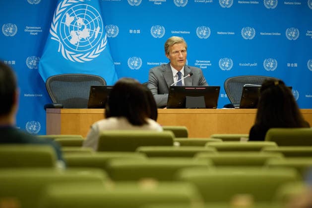 June 4, 2026, New York, New York, USA: Carl Skau, acting executive director of the World Food Programme, briefs reporters after a U.N. Security Council meeting on the Middle East at United Nations headquarters in New York, June 4, 2026. New York USA - ZUMAs237 20260604_aap_s237_012 Copyright: xMarkxJ.xSullivanx