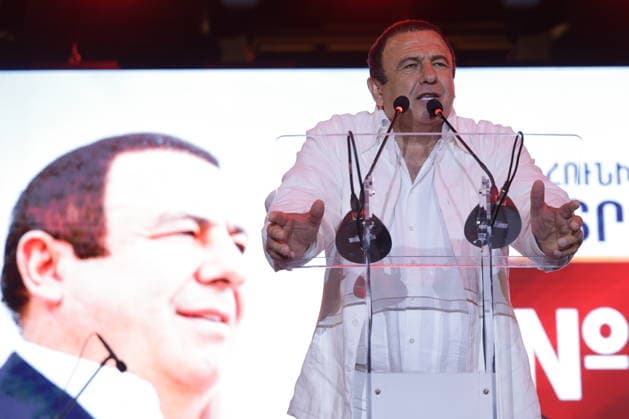 RUSSIA, YEREVAN - JUNE 4, 2026: Leader Gagik Tsarukyan addresses a rally for his party Prosperous Armenia ahead of the June 7 election to the National Assembly. Alexander Patrin TASS  93373056