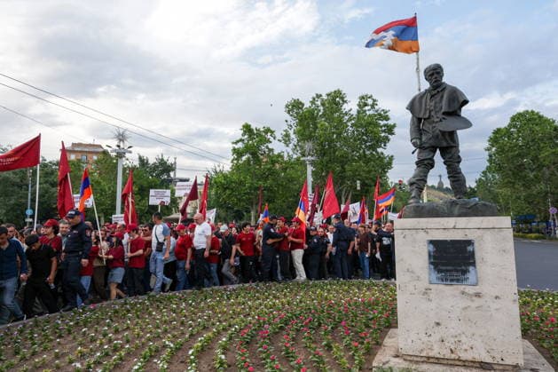RUSSIA, YEREVAN - JUNE 4, 2026: Activists take part in a march for Prosperous Armenia ahead of the June 7 election to the National Assembly. Alexander Patrin TASS  93374436