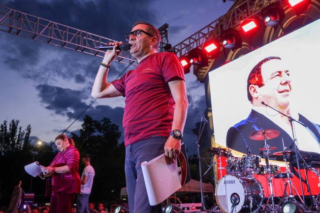 RUSSIA, YEREVAN - JUNE 4, 2026: Arman Abovyan, Prosperous Armenia member, addresses a rally for his party in Freedom Square ahead of the June 7 election to the National Assembly. Alexander Patrin TASS  93373869