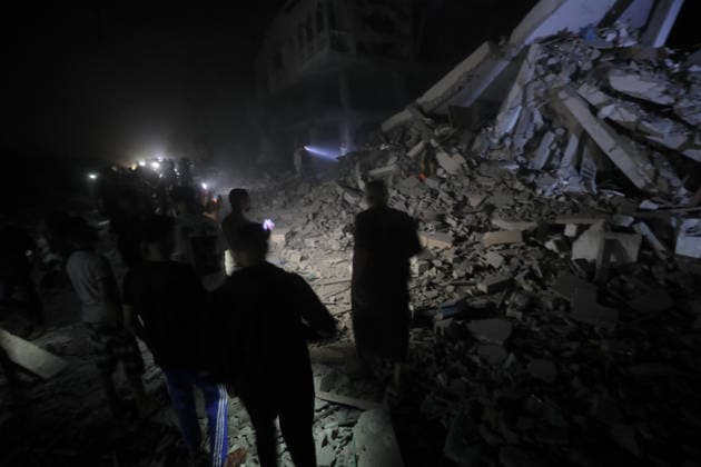 Israeli strike targets building in Nuseirat Camp, Gaza DEIR AL-BALAH, GAZA, PALESTINE - JUNE 4: Palestinians inspect the damaged building as the Israeli army targeted a building belonging to the Darwish family in the Nuseirat refugee camp in Deir al-Balah, Gaza, Palestine, on June 4, 2026. Hassan Jedi Anadolu Deir al-Balah Gaza. Editorial use only. Please get in touch for any other usage.  Copyright: x2026xAnadoluxHassanxJedix