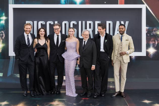 Disclosure Day UK Premiere in London LONDON, UNITED KINGDOM - JUNE 04: Wyatt Russell, Eve Hewson, Colin Firth, Emily Blunt, Steven Spielberg, Josh O’Connor and Colman Domingo attend the UK premiere of Disclosure Day at Cineworld Leicester Square in London, United Kingdom on June 04, 2026. Wiktor Szymanowicz Anadolu London United Kingdom. Editorial use only. Please get in touch for any other usage.  Copyright: x2026xAnadoluxWiktorxSzymanowiczx